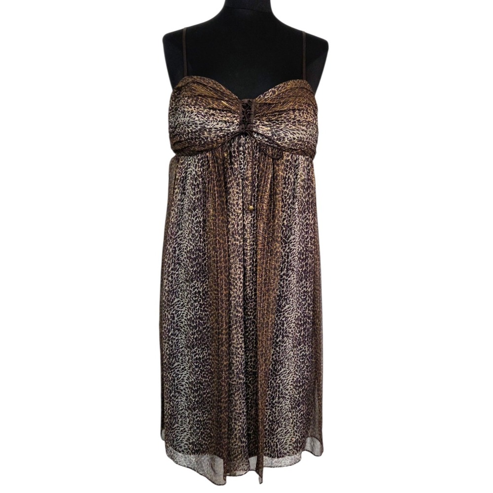 NWT  Nicole Miller Sleeveless Animal Print Baby Doll Empire Waist‎ Dress Size 14
